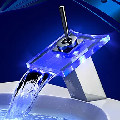 

Single Handle Color Changing LED Waterfall Bathroom Sink Basin Faucets Tap ,Torneira Para De Banheiro Modocomando
