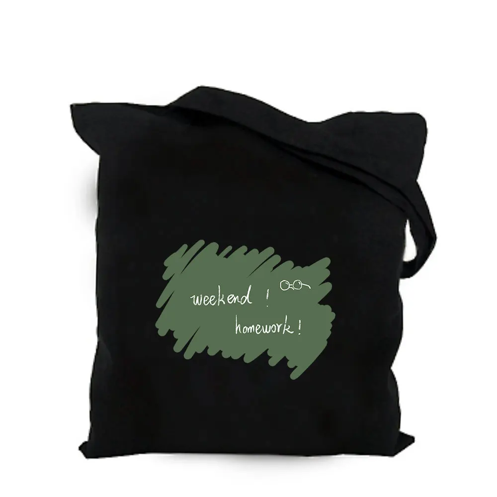 2019 letter black cotton canvas bag customized eco girl tote bag custom made shopping bags with logo for men or women  (5)