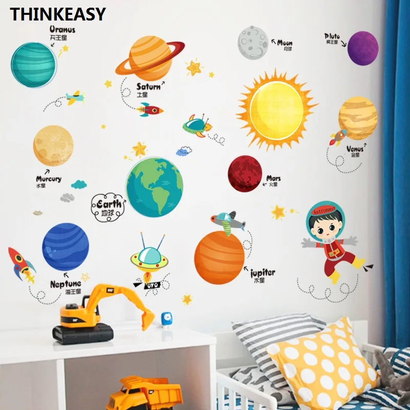 Children Early Education Space Solar System Wall Sticker Removable PVC