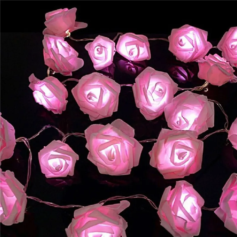 Светодиодный светильник-гирлянда на батарейках с розовой розой, свадебное украшение, Рождественская гирлянда, гирлянда с цветами 7 см