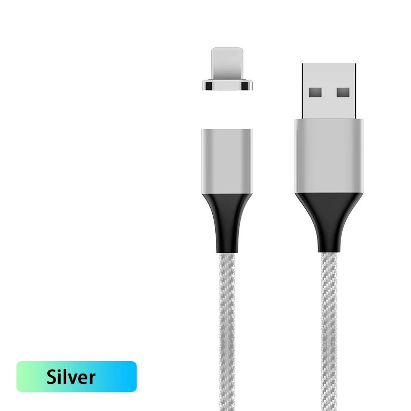 Магнитный Micro USB кабель 3A Быстрая зарядка данных Microusb зарядное устройство Шнур для iphone 7 8 X type C кабель для huawei Xiaomi samsung S10 - Тип штекера: Silver