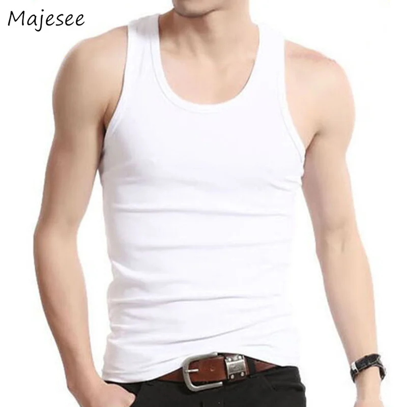 

Tanks Men Large Size Solid Color Simple All-match European Style Slim Soft Trendy Daily Tank Mens Breathable Slim Sleeveless