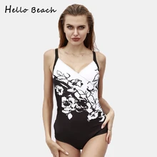 HELLO пляжный купальник размера плюс, женский слитный купальник, Женский винтажный купальный костюм большого размера с подкладкой, сексуальный купальник пуш-ап
