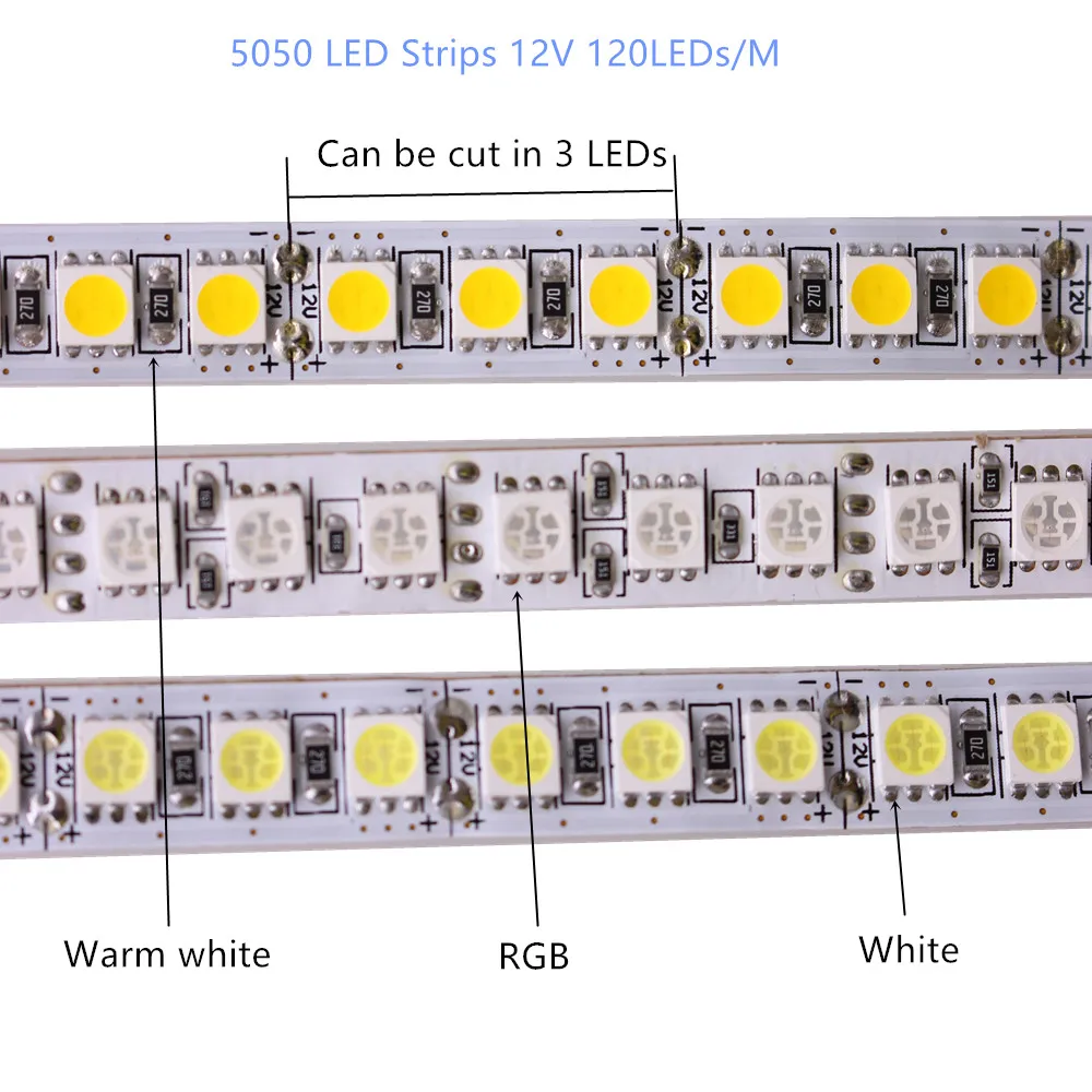 1/2/3/4/5M Светодиодные ленты 5050 DC12V 120 светодиодный s/m гибкая Светодиодные ленты, светодиодное освещение, ленты RGB/белый/теплый белый/белый 5050 светодиодный высокой яркости