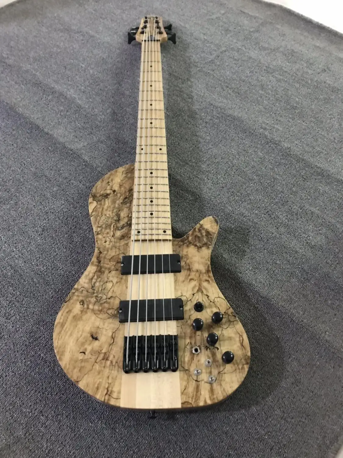 

6 strings electric bass guitar neck thru body black hardware China bass
