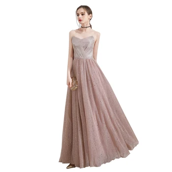 

Explosive Champagne Long Strapless Backless Queen Evening Dress Female Formal Dress Women Elegant Vestido Largo Fiesta Noche Ele