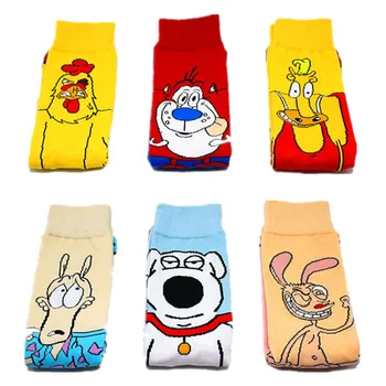

Rockos Modern Life anime socks Ed Bighead Heffer Filbert cute funny print men women sock spring autumn comfort cotton crew socks