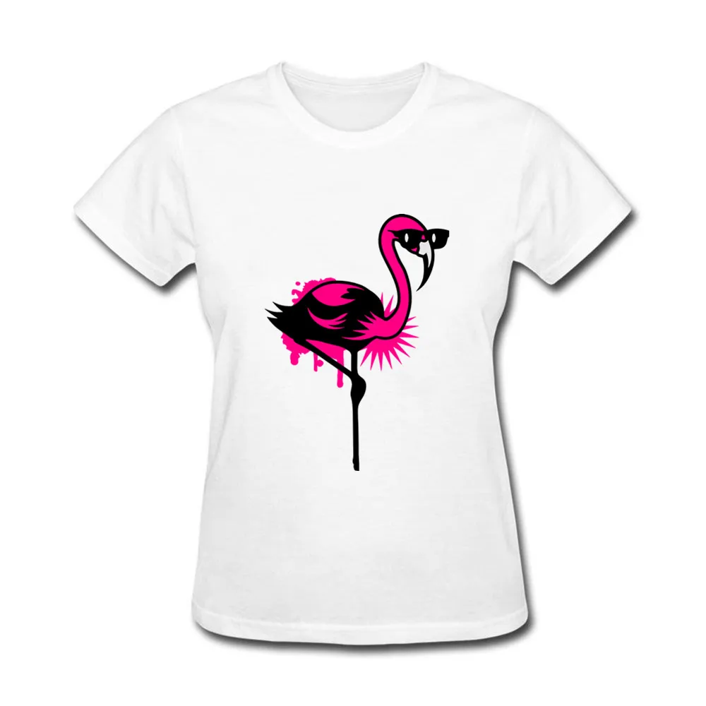 

Women in the summer of comfortable printed queen white T-shirt The flamingo girl t-shirts 2018 printing Flamingos women t shirt
