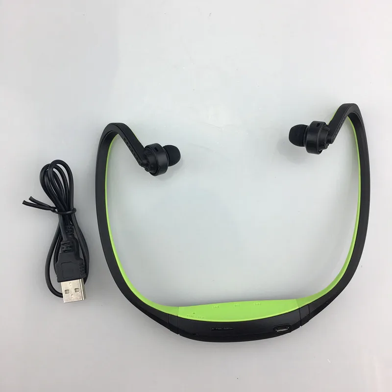 HEONYIRRY S9 Bluetooth гарнитура с шейным ремешком беспроводные наушники спортивные портативные наушники SD/TF карты вкладыши с микрофоном музыкальный плеер - Цвет: Green
