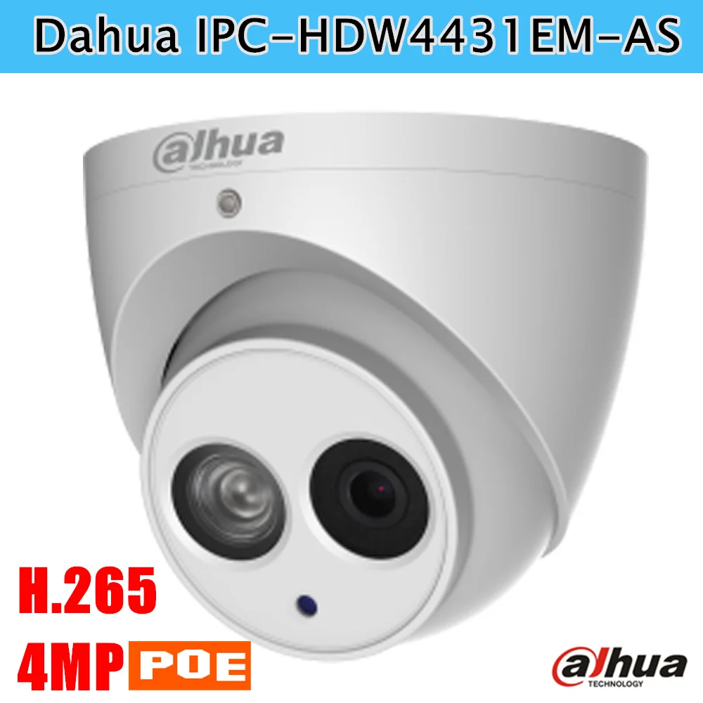 Newest Poe Dahua IP Camera IPC-HDW4431EM-AS 4MP IR Eyeball Network Camera Built-in Mic H.265 Support SD card English firmware