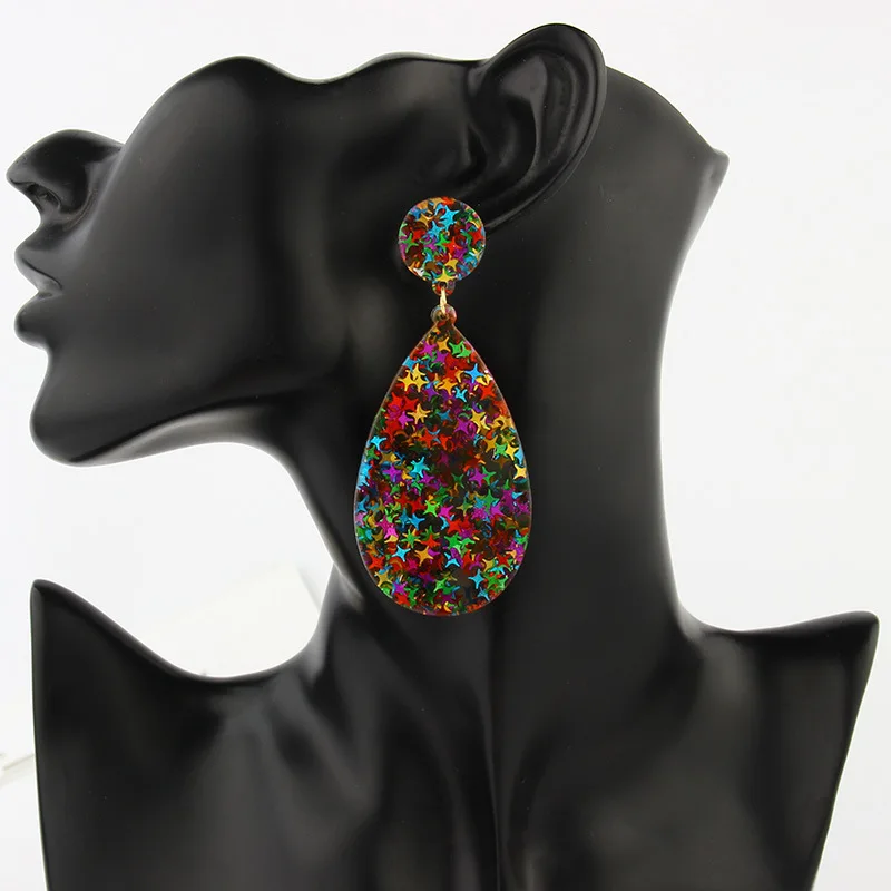 

Party Earrings 2019 Acrylic Earrings Bohemia Resin Sequin Stud Purple Fashion Trendy Jewelry Gift for African Women Femme Ladies