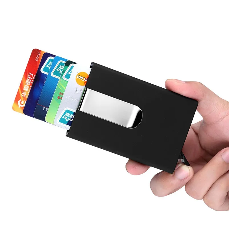 

2017 New Metal Business ID Travel Card Wallet Automatic Pop Up ID Credit Card Holder Unisex Card Case Stainless Steel Metal Clip