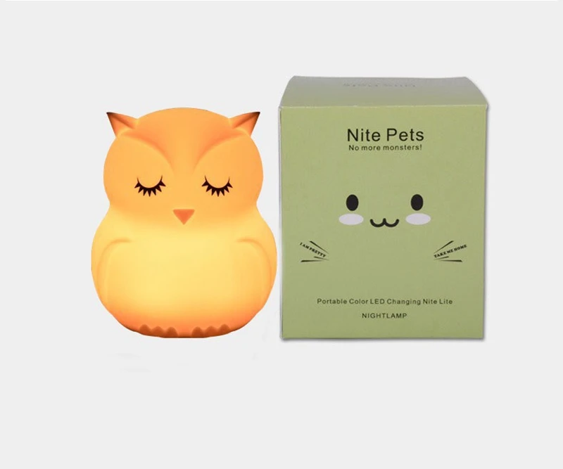 Lovely Owl Cartoon Night Light Silicone Colorful LED Bedside Night Lamp Gifts For Kids Bedroom Decoration Colors Changing Light (6)