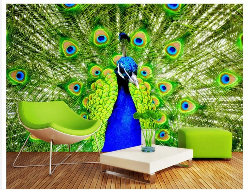 3d custom peacock wall photo wallpaper 