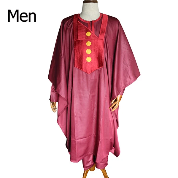 H& D мужские костюмы Дашики Базен riche Топы рубашка брюки комплект из 3 предметов африканская одежда для мужчин традиционная африканская мужская одежда PH8003 - Цвет: Красный
