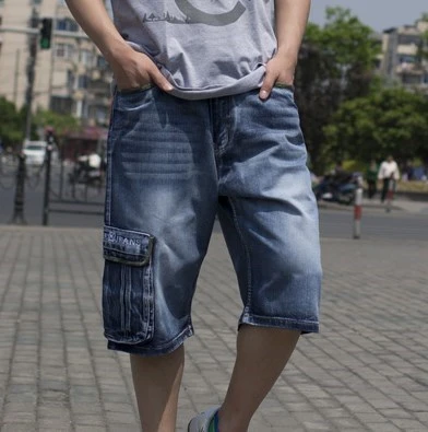 Pantalones cortos de mezclilla de algodón azul para hombre 2019 nuevos multibolsillos estilo militar pantalones cortos de motociclista talla grande 44 46 Casual shorts lado bolsillo|jeans size 42|jeans jeans - AliExpress