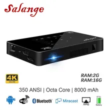 Salange P10 Mini Projector Mobile Phone Android WIFI Bluetooth 8000mAH Battery HDMI Support 4K 1080P Portable Android Beamer