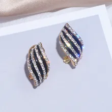 Классические трендовые геометрические Кристальные серьги-гвоздики для женщин, элегантные вечерние серьги из цинкового сплава золотого цвета, аксессуары Brincos