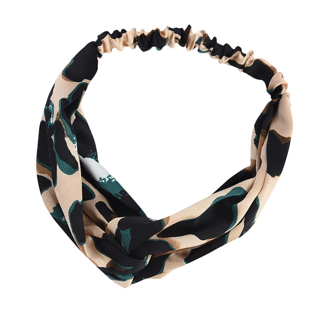 

Women's leopard print elastic cross hair band Boho Leopard Twist Knot Headband Wrap Print Turban Bandanas Hair Accessories band