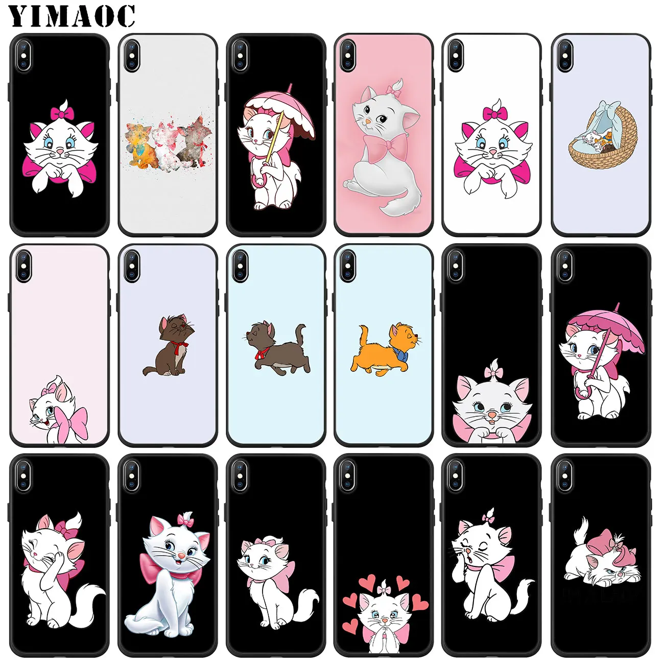 

YIMAOC The AristoCats Marie Cat Soft Silicone Phone Case for iPhone 11 Pro XS Max XR X 6 6S 7 8 Plus 5 5S SE 10 TPU Black Cover