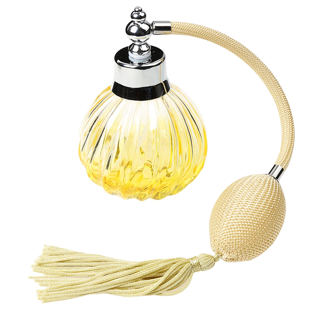 MagiDeal 1Pc Vintage Empty Glass Cologne Bottle with Long Atomizer Spray Pump for Women Girls Novelty Travel Gift 100ml 4Colors