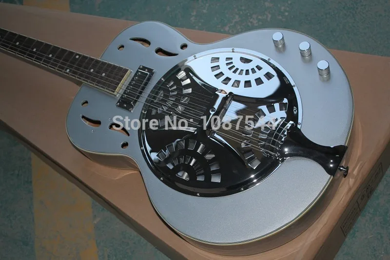 

Free Shipping Wholesale High Quality maestro Dobro Resonator Silver grey Electric Guitar In stock