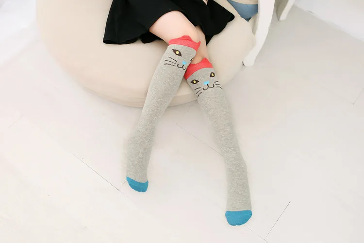 Милые детские носки с рисунком животных Гольфы для девочек 3D мультфильм школа выше колена Гольфы Хлопок лиса кошка мальчиков гетры От 3 до 10 лет