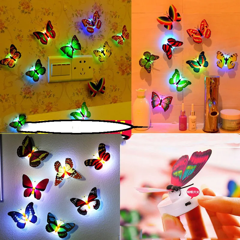 2 шт./лот, светящийся светодиодный светильник, меняющий красивую бабочку, новинка, светильник ing, настенный светильник, светящиеся Детские игрушки для детей