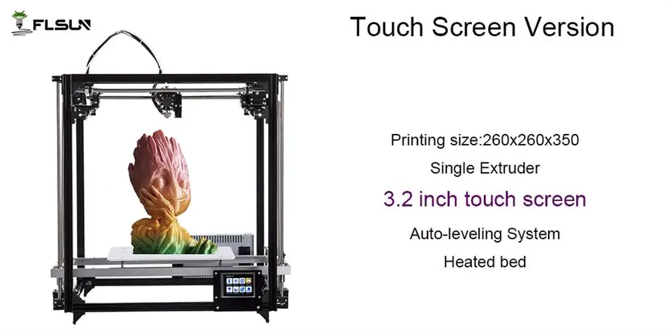 Новейший Flsun 3d принтер двойной экструдер большая площадь печати 260*260*350 мм сенсорный экран 3d принтер комплект с подогревом кровать wifi модель - Цвет: touch screen