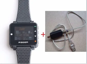

HIGH quality alpha watch pager text message wrist pager with 1pcs ID program cable paging ,Pocsag paging system ,8line