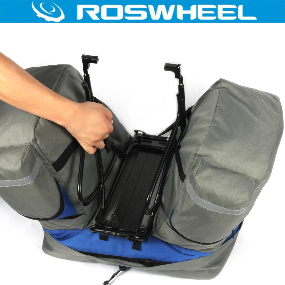 ROSWHEEL 60L Водонепроницаемая велосипедная сумка для горной дороги, велосипедная двойная боковая задняя стойка, заднее сиденье, багажник, переноска, дождевик