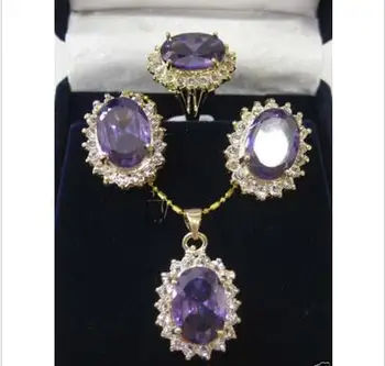 

Wholesale price 16new ^^^^New stone pendant necklace earrings ring set + Chain