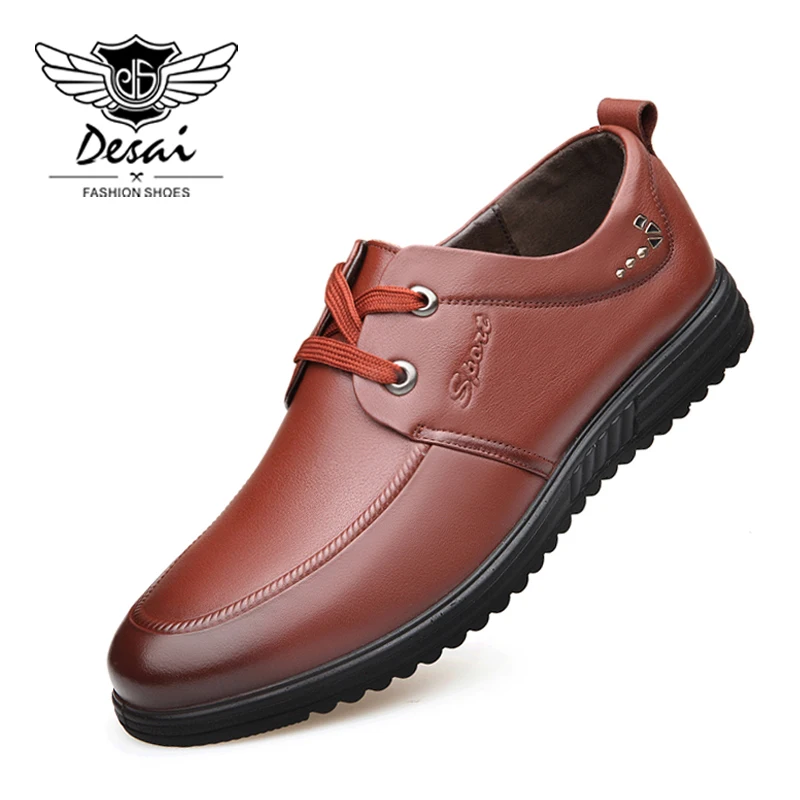 Desai бренд обувь Для мужчин из натуральной кожи; сезон весна; повседневно-деловое платье в британском стиле мужская обувь с круглым носком; дышащие из мягкой кожи женская обувь
