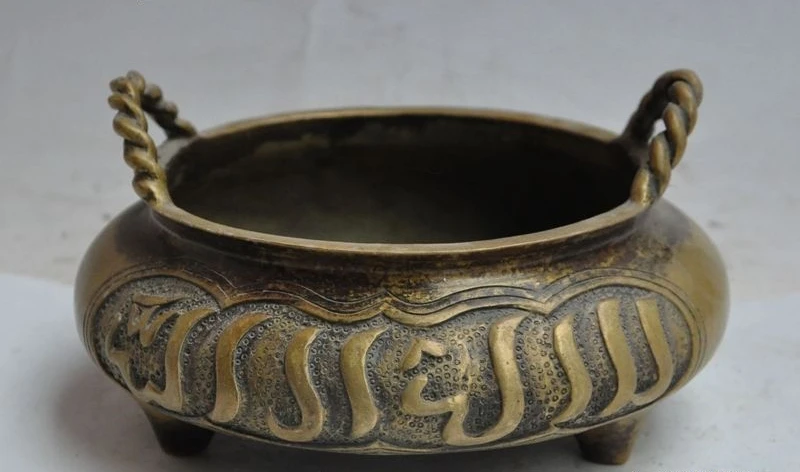 

7" mark old china tibet buddhism bronze joss Harvin statue incense burner Censer