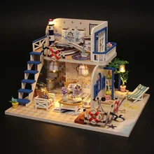 Doll house Miniature with Furniture light DIY Wooden DollHouse Kit Creative Room for Christmas Gift Idea