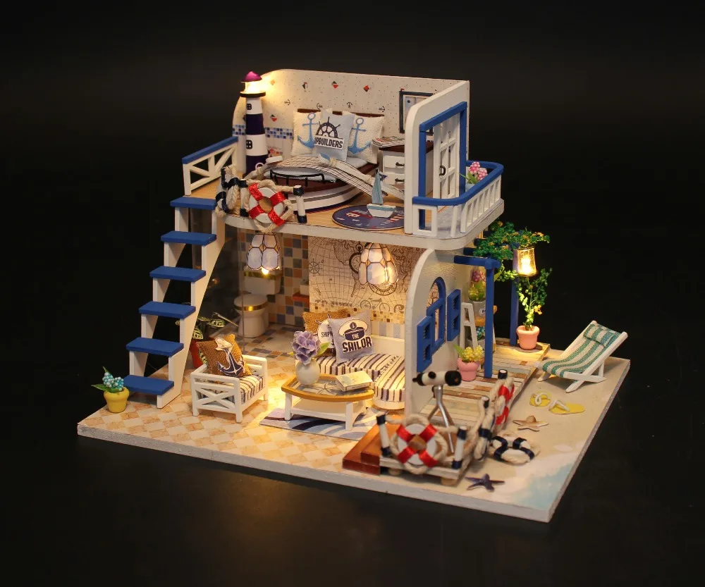 Doll house Miniature with Furniture light DIY Wooden DollHouse Kit Creative Room for Christmas Gift Idea Doll house Miniature with Furniture light DIY Wooden DollHouse Kit Creative Room for Christmas Gift Idea