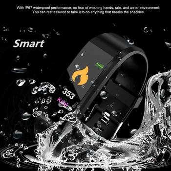 

New 115 PLU Waterproof Sports Smart Watch Men Women Heart Rate Fitness Tracker Smart Wristbands For Android IOS Smart Bracelets