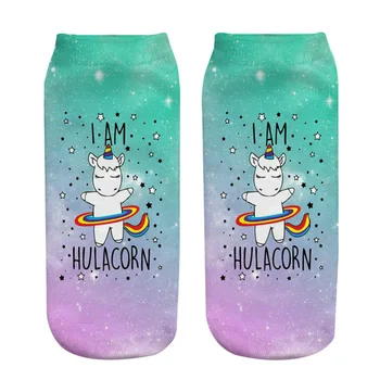

i am hulacorn print ankle socks women new