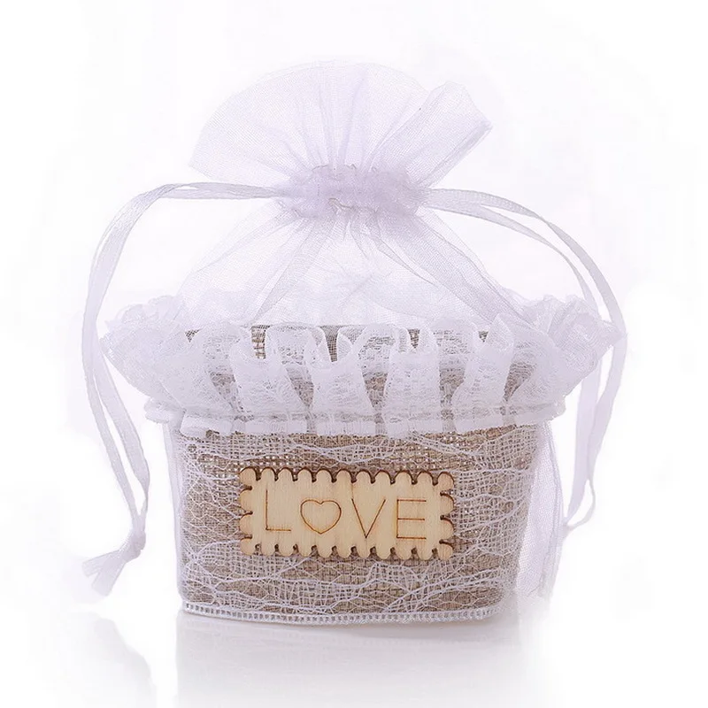 Creative design Linen Drawstring Bag Vintage Natural Burlap Gift Candy Wedding Party Favor Pouch Jute Jewelry Bags | Дом и сад