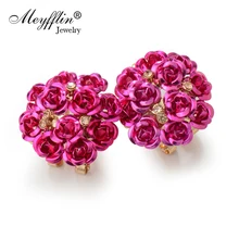 Meyfflin серьги-гвоздики для женщин Букле д 'ореиль Сережка с цветком из кристаллов золото Бижутерия Мода Brincos Mujer