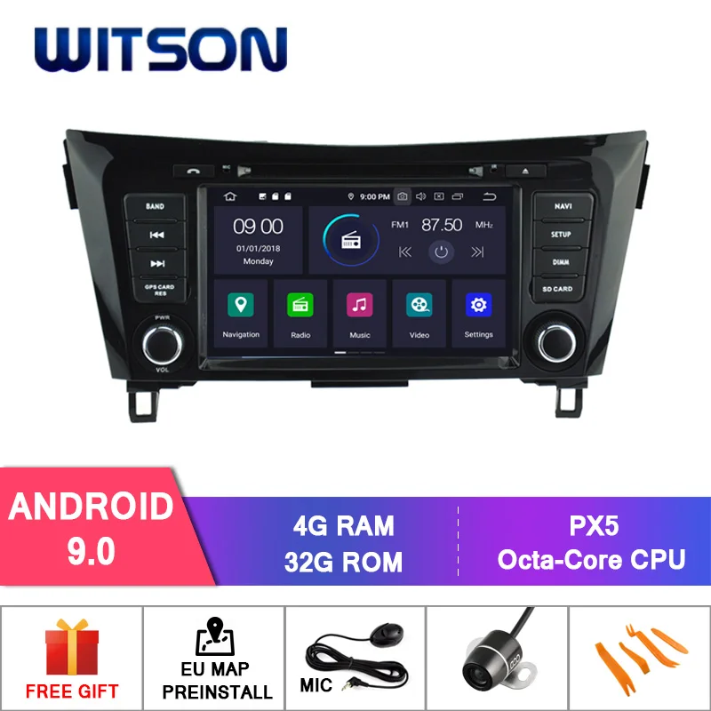 

WITSON Android 9.0 IPS HD Screen for NISSAN QASHQAI X-Trail ROGUE GPS 4GB RAM+64GB FLASH 8 Octa Core STEREO+DVR/WIFI+DSP+DAB