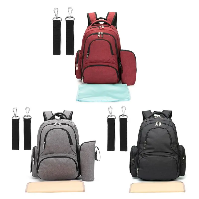 

Baby Diaper Bag Smart Organizer Waterproof Polyester Travel Backpack with Changing Pad Stroller Clips