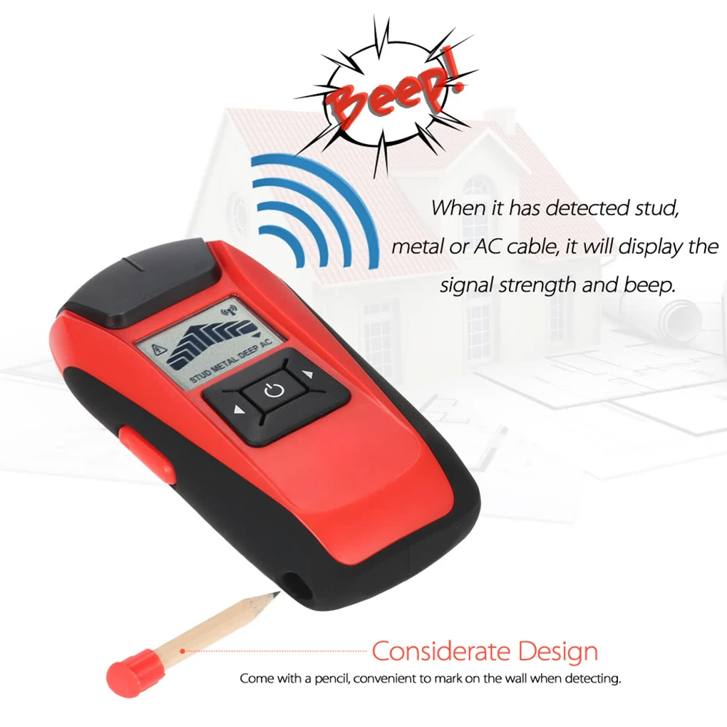 

New Multifunctional Handheld LCD Wall Stud Finder Metal Wood Studs AC Cable Wire Scanner Detector Tester