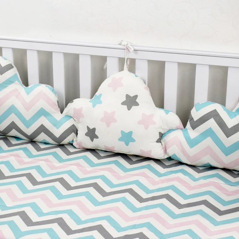 Clouds Shape Bumpers For Baby Crib Bedding Set 3 Pcs Linked Pillows In Baby Bed Baby Room Decor Newborns Cot Protector Bumpers