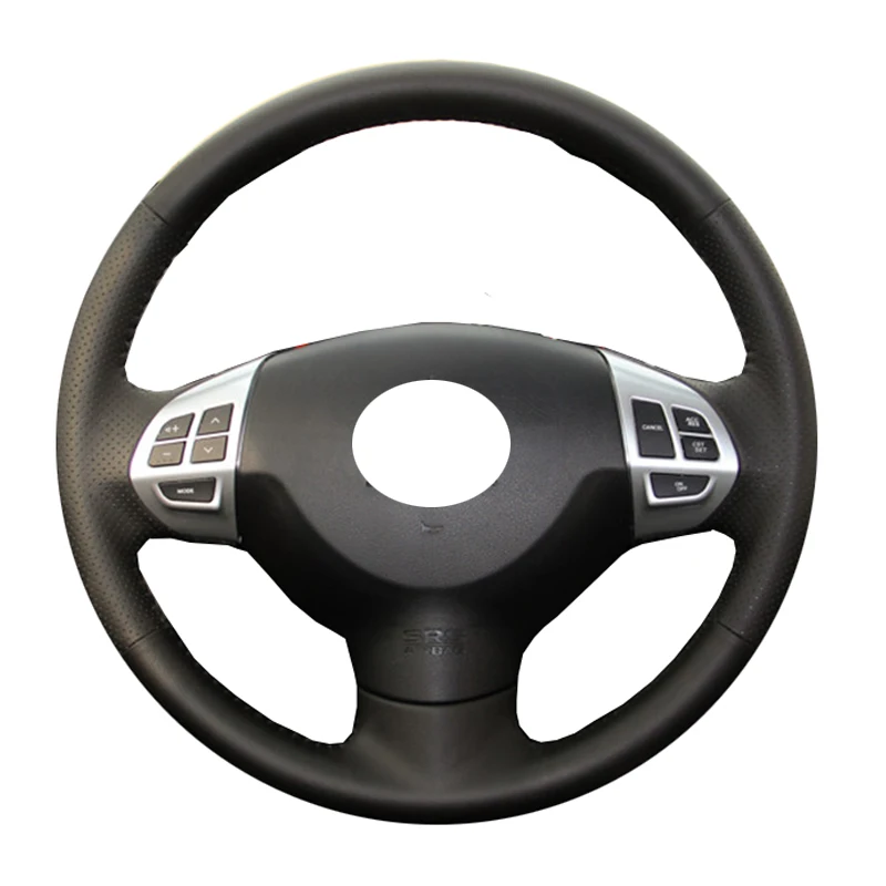 KUNBABY Genuine leather Black Red Car Steering Wheel Cover for