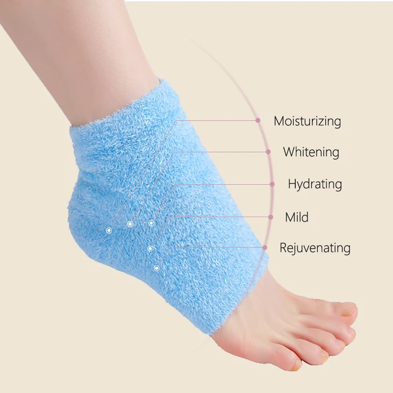 1 пара синих пятки носки Увлажняющий Гель Спа носки Уход за кожей ног трещины ног водонепроницаемая сумка питательный многоразовый массажер для ног