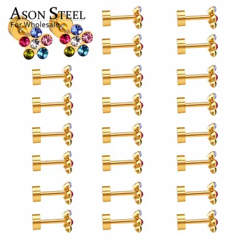 

ASONSTEEL Cute Baby Earrings Wholesale 12pairs/lot Flower Shape Cubic Zirconia Screw Stud Earrings Female Brinco Anti-allergy