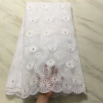 

2019 French Embroidered Mesh Lace Fabric White Color African Lace Fabric High Quality Guipure Lace For Nigeria Lace Wedding 936