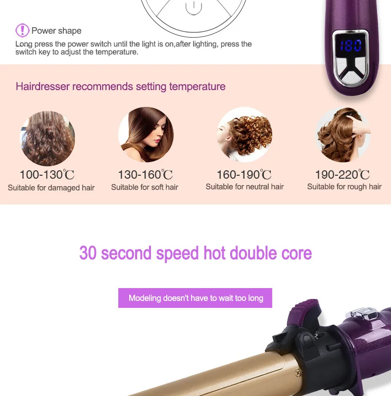 Автоматическая бигуди для завивки волос титановый щипцы для завивки профессиональная палочка для завивки волнистые Инструменты для укладки волос с длинным клипером 25 мм
