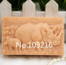 wholesale!!!1pcs Rhinoceros (zx178) Food Grade Silicone Handmade Soap Mold Crafts DIY Mould
